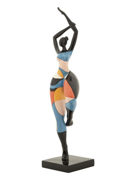 Grande Statuette déco Danseuse B Hauteur 38 cm en Résine Noir Motif abstrait coloré Rubic Mauro Ferretti - 2