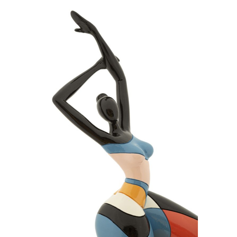 Grande Statuette déco Danseuse B Hauteur 38 cm en Résine Noir Motif abstrait coloré Rubic Mauro Ferretti - 3