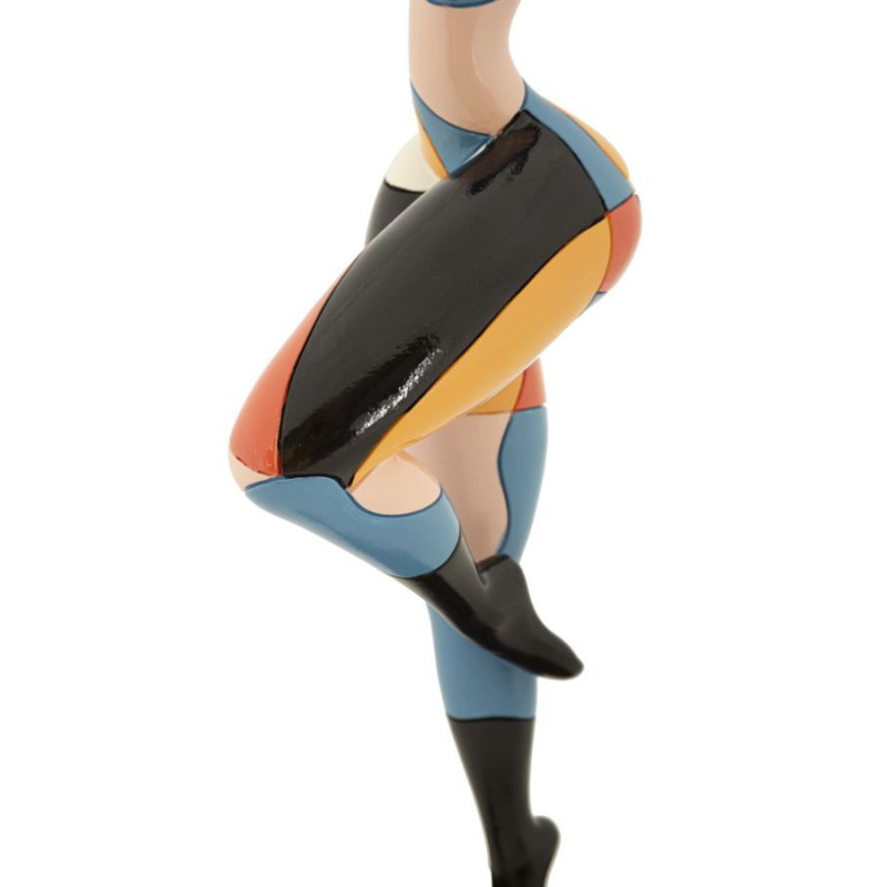 Grande Statuette déco Danseuse B Hauteur 38 cm en Résine Noir Motif abstrait coloré Rubic Mauro Ferretti - 4