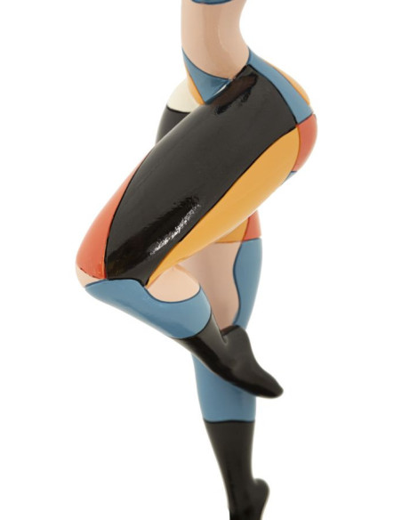 Grande Statuette déco Danseuse B Hauteur 38 cm en Résine Noir Motif abstrait coloré Rubic Mauro Ferretti - 4