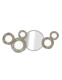 Grande déco mural avec miroir 107x41 en Métal Argenté Hop 