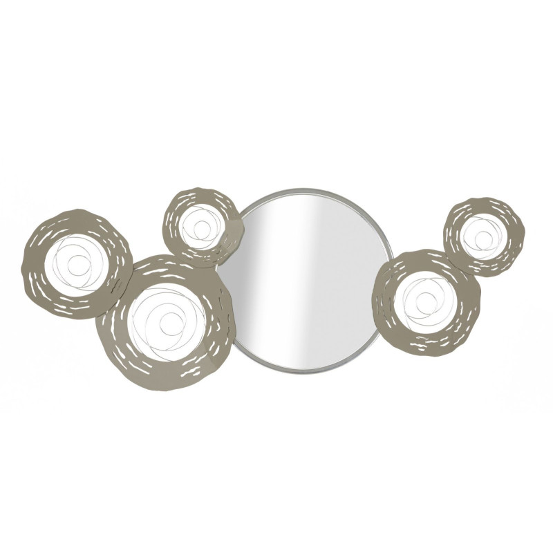 Grande déco mural avec miroir 107x41 en Métal Argenté Hop 