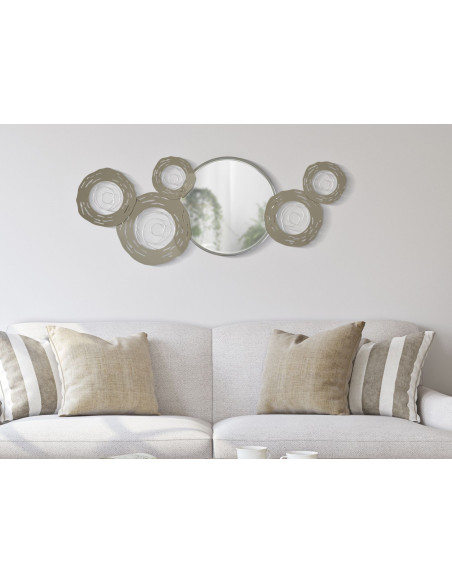 Grande déco mural avec miroir 107x41 en Métal Argenté Hop 