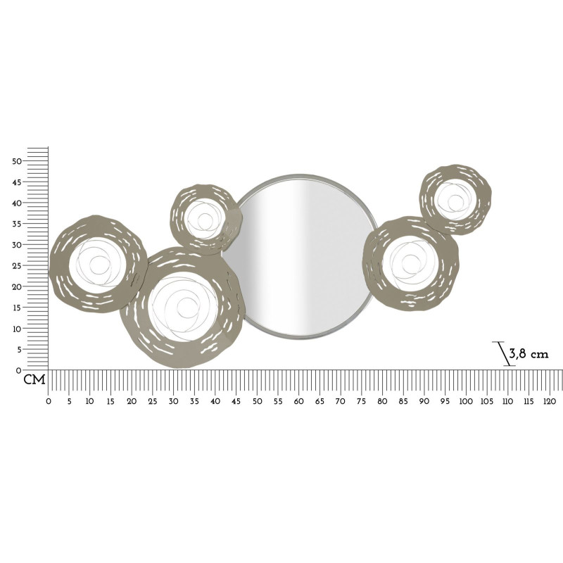 Grande déco mural avec miroir 107x41 en Métal Argenté Hop 