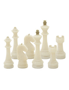Statuettes déco modernes Pièces d'échecs en Résine Blanc Effet quartz Doré Scacchi (Lot de 8) 