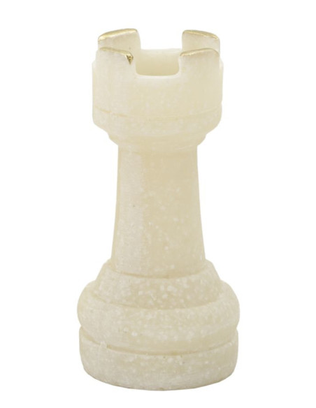 Statuettes déco modernes Pièces d'échecs en Résine Blanc Effet quartz Doré Scacchi (Lot de 8) 