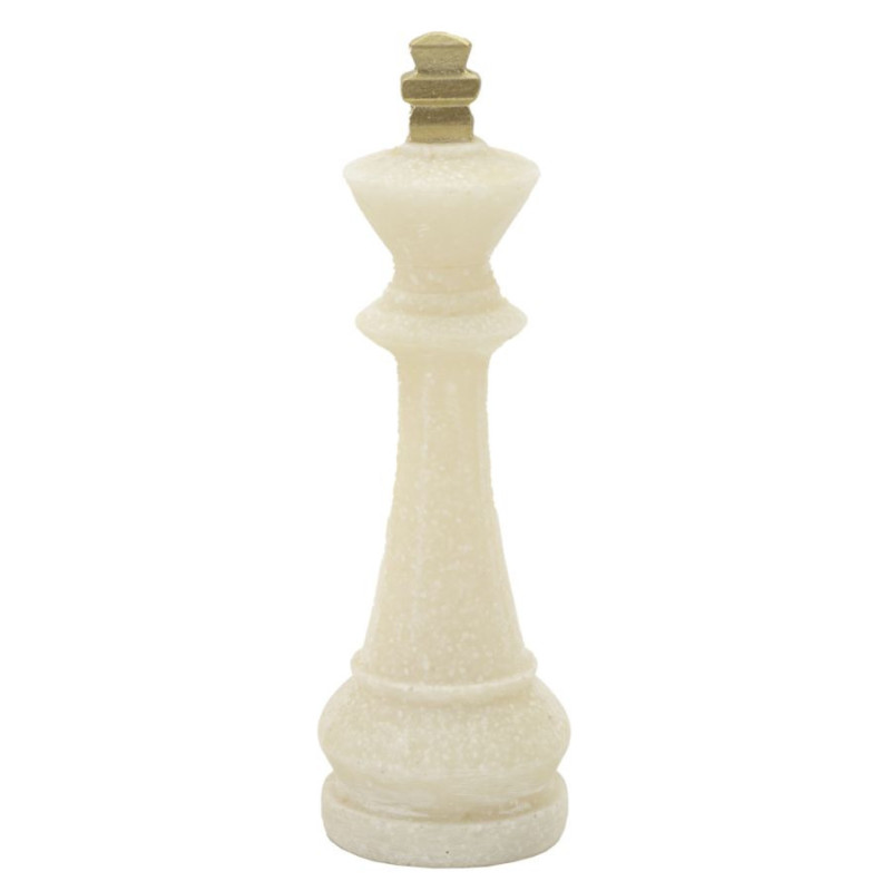 Statuettes déco modernes Pièces d'échecs en Résine Blanc Effet quartz Doré Scacchi (Lot de 8) 