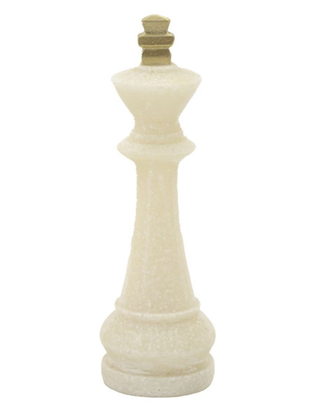 Statuettes déco modernes Pièces d'échecs en Résine Blanc Effet quartz Doré Scacchi (Lot de 8) 