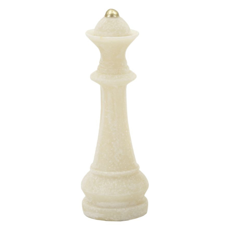 Statuettes déco modernes Pièces d'échecs en Résine Blanc Effet quartz Doré Scacchi (Lot de 8) 