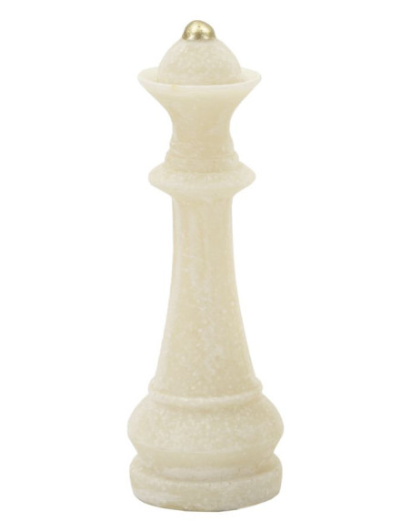 Statuettes déco modernes Pièces d'échecs en Résine Blanc Effet quartz Doré Scacchi (Lot de 8) 