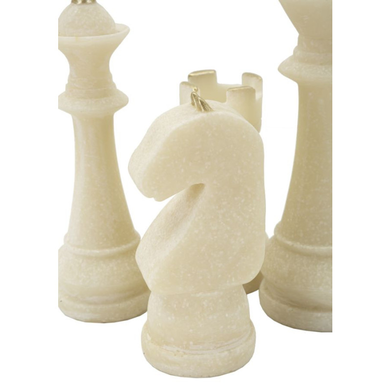 Statuettes déco modernes Pièces d'échecs en Résine Blanc Effet quartz Doré Scacchi (Lot de 8) 