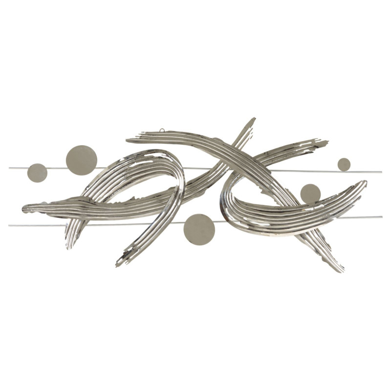 Grande déco murale moderne 121x52 en Métal Argenté Mondrian 