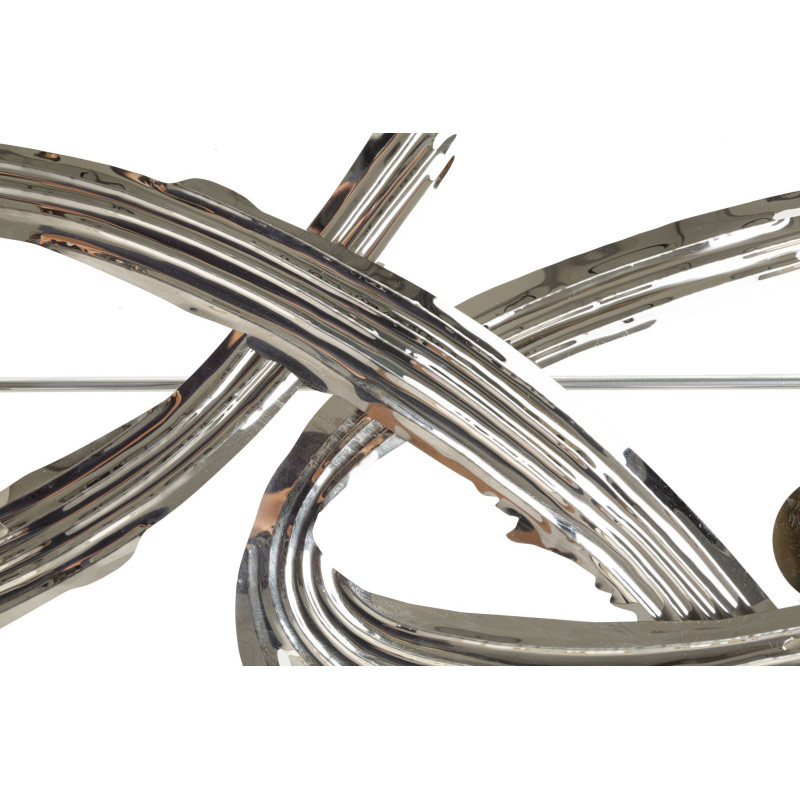 Grande déco murale moderne 121x52 en Métal Argenté Mondrian 