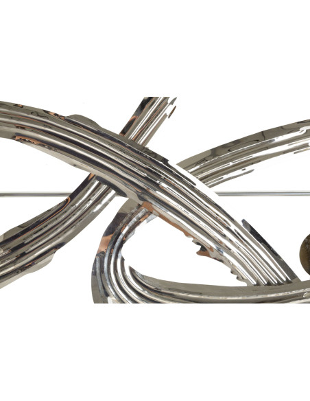 Grande déco murale moderne 121x52 en Métal Argenté Mondrian 