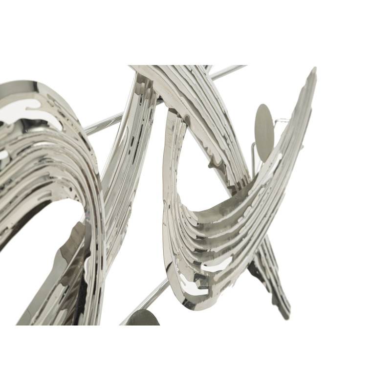 Grande déco murale moderne 121x52 en Métal Argenté Mondrian 