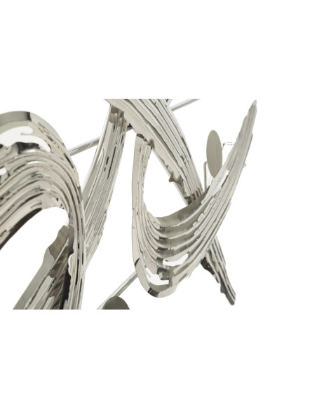 Grande déco murale moderne 121x52 en Métal Argenté Mondrian 