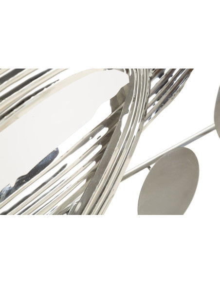 Grande déco murale moderne 121x52 en Métal Argenté Mondrian 