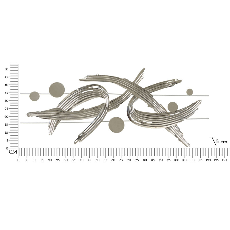 Grande déco murale moderne 121x52 en Métal Argenté Mondrian 