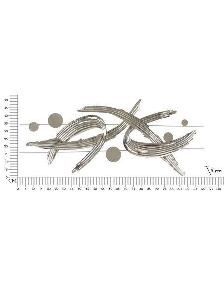 Grande déco murale moderne 121x52 en Métal Argenté Mondrian 