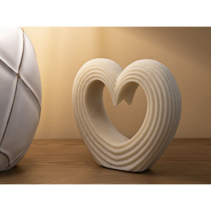 Statuette moderne Coeur Hauteur 19 cm en Résine Blanc Effet quartz Lovvy 