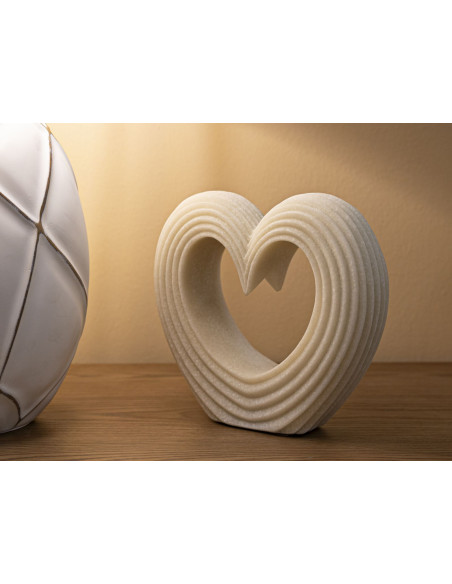 Statuette moderne Coeur Hauteur 19 cm en Résine Blanc Effet quartz Lovvy 