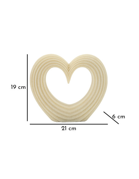 Statuette moderne Coeur Hauteur 19 cm en Résine Blanc Effet quartz Lovvy 