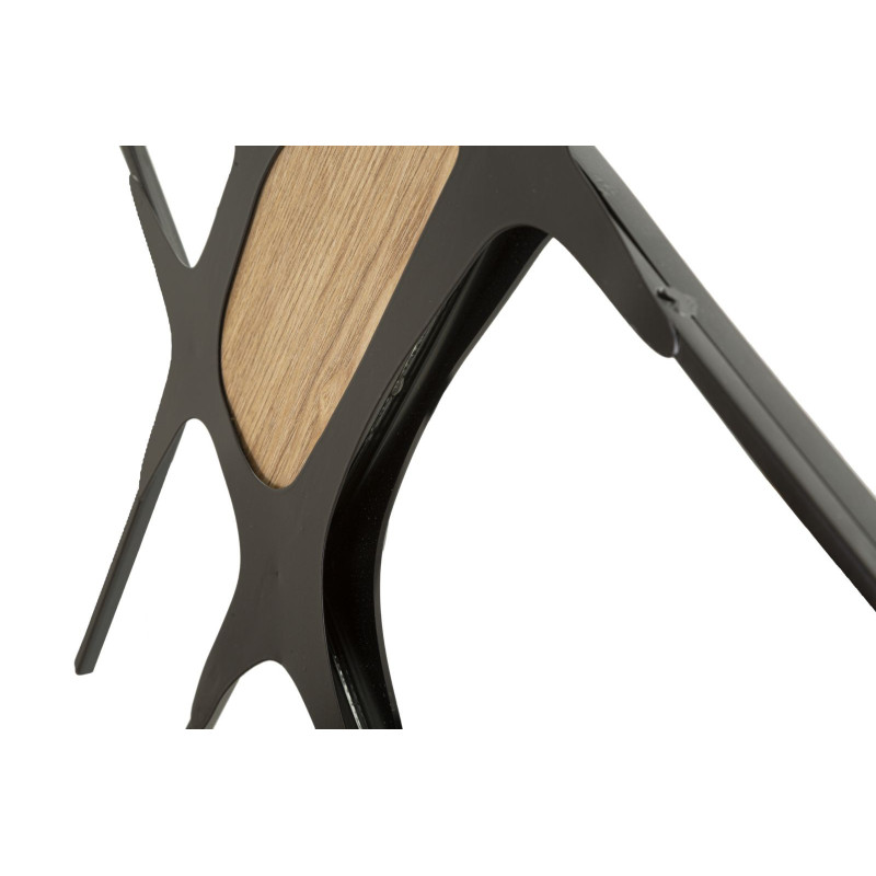 Grande déco murale moderne 114x80 en Métal Noir Miroir Bois Naturel Absy 