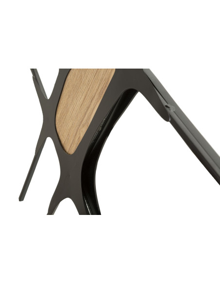 Grande déco murale moderne 114x80 en Métal Noir Miroir Bois Naturel Absy 