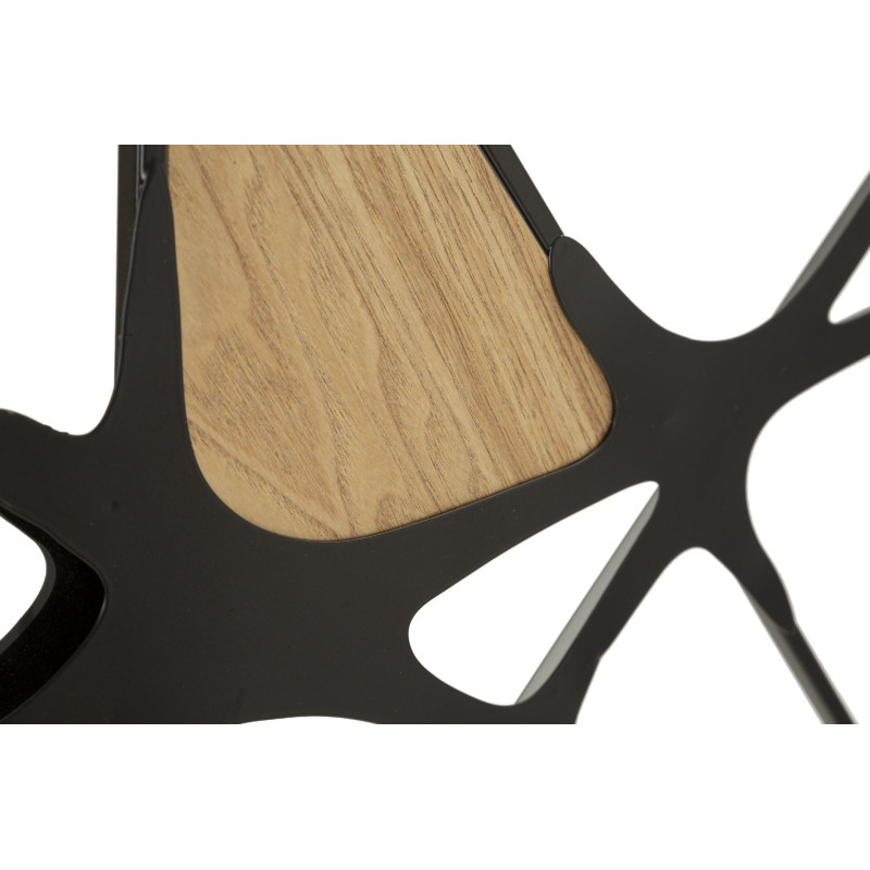 Grande déco murale moderne 114x80 en Métal Noir Miroir Bois Naturel Absy 