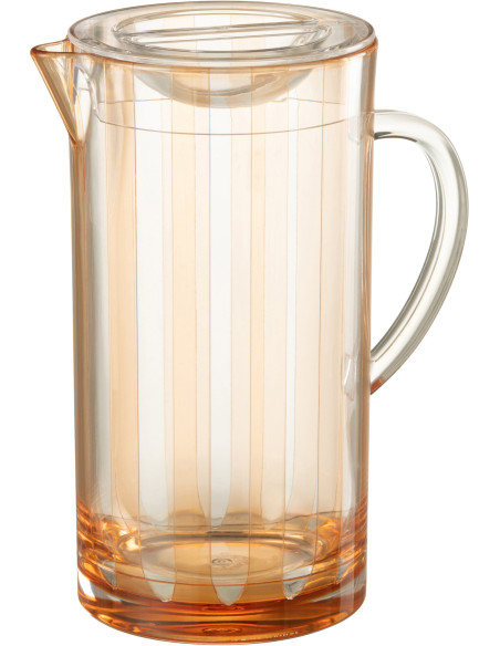Carafe avec couvercle 2,4 L en Plastique réutilisable Transparent Orange Motif rayé Mélanie - 1