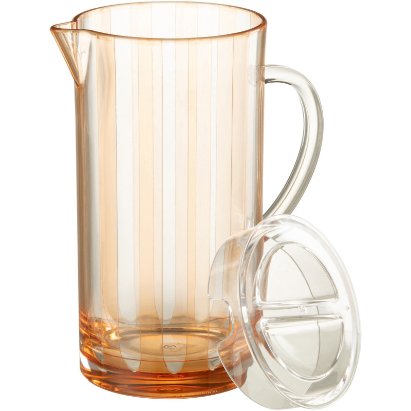 Carafe avec couvercle 2,4 L en Plastique réutilisable Transparent Orange Motif rayé Mélanie - 2
