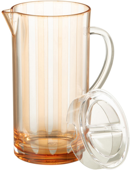 Carafe avec couvercle 2,4 L en Plastique réutilisable Transparent Orange Motif rayé Mélanie - 2