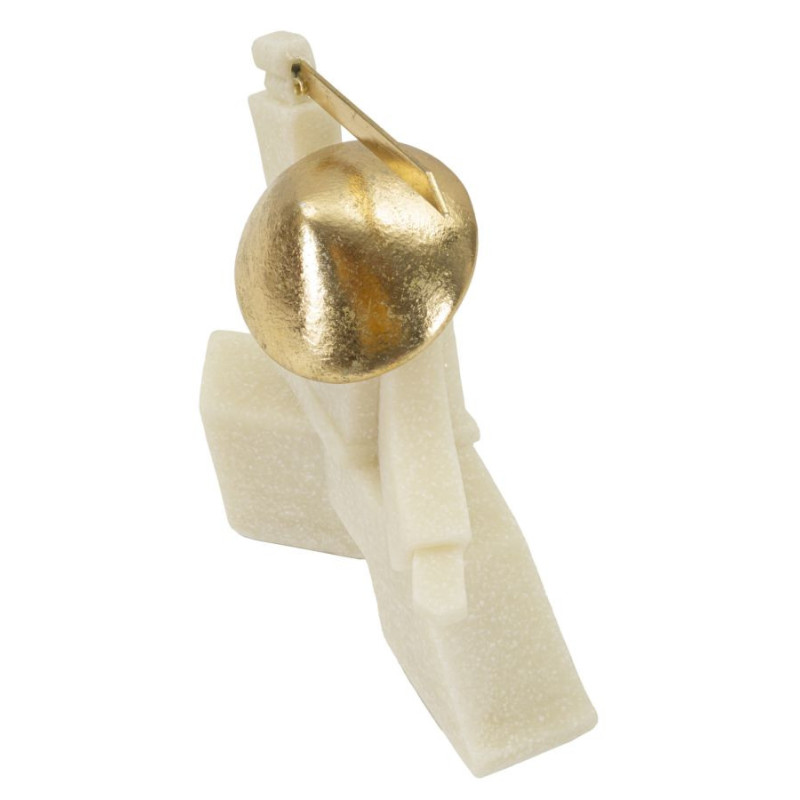 Statuette déco moderne Samouraï Kesa Giri Hauteur 18 cm en Résine Blanc Effet quartz Métal Doré Oda 