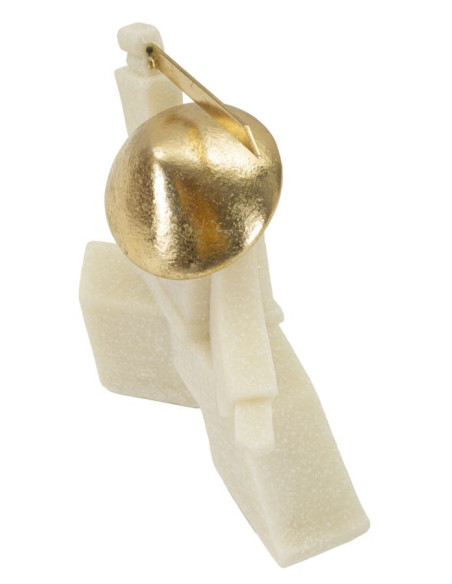 Statuette déco moderne Samouraï Kesa Giri Hauteur 18 cm en Résine Blanc Effet quartz Métal Doré Oda 