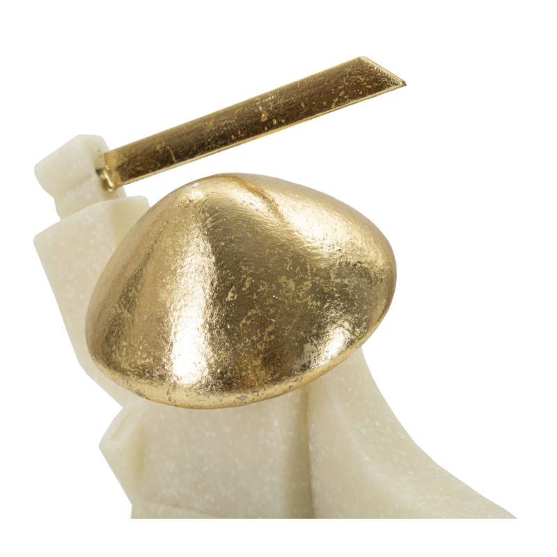 Statuette déco moderne Samouraï Kesa Giri Hauteur 18 cm en Résine Blanc Effet quartz Métal Doré Oda 