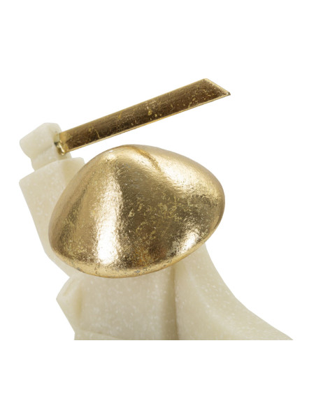 Statuette déco moderne Samouraï Kesa Giri Hauteur 18 cm en Résine Blanc Effet quartz Métal Doré Oda 
