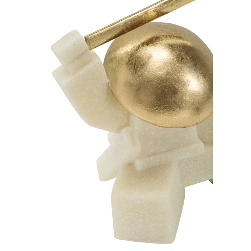 Statuette déco moderne Samouraï Kesa Giri Hauteur 18 cm en Résine Blanc Effet quartz Métal Doré Oda 