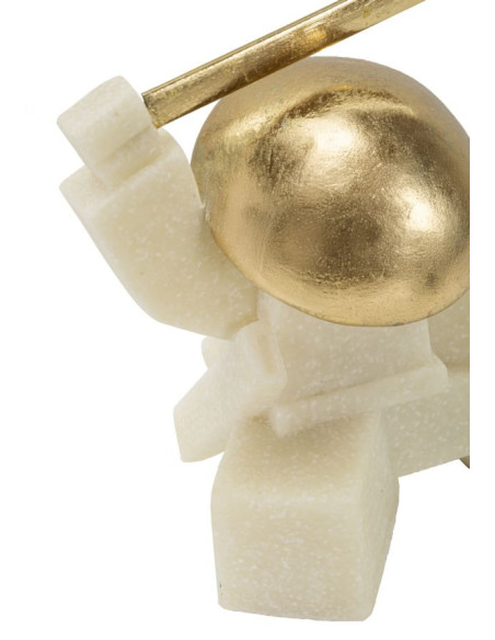Statuette déco moderne Samouraï Kesa Giri Hauteur 18 cm en Résine Blanc Effet quartz Métal Doré Oda 