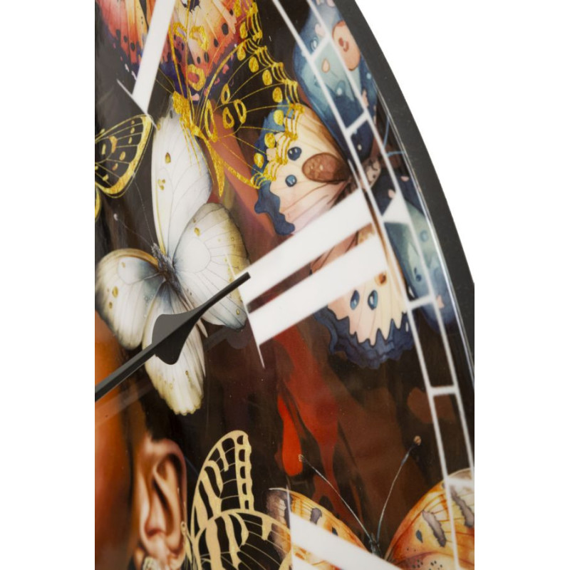 Grande Horloge murale ronde Femme africaine 60 cm en Bois MDF Kourt 