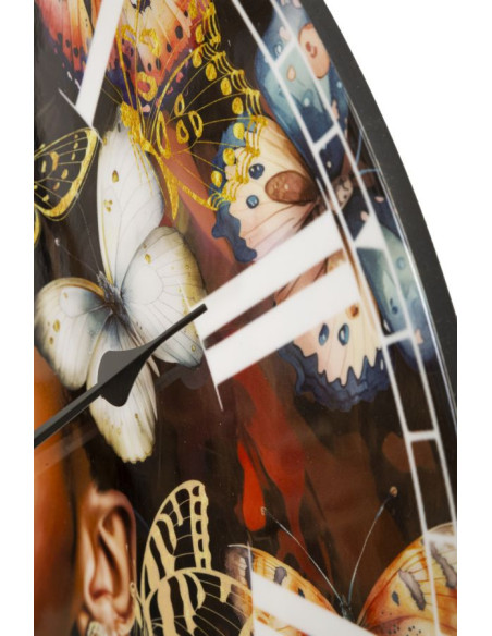 Grande Horloge murale ronde Femme africaine 60 cm en Bois MDF Kourt 