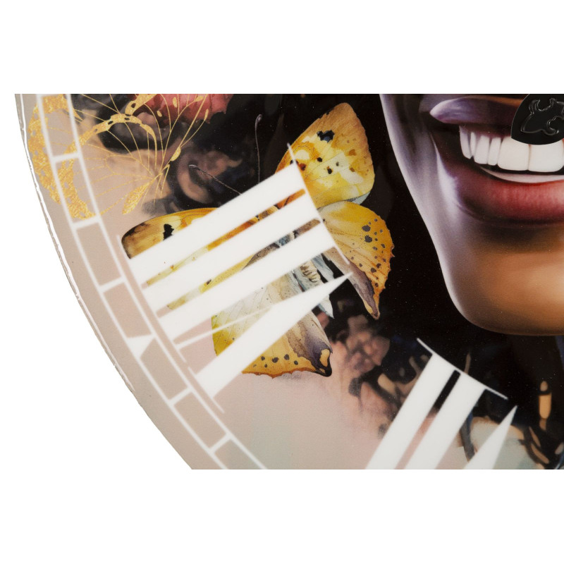 Grande Horloge murale ronde Femme africaine 60 cm en Bois MDF Kourt 