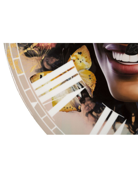 Grande Horloge murale ronde Femme africaine 60 cm en Bois MDF Kourt 