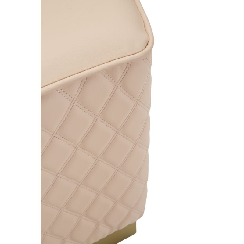 Pouf moderne Pentagonal 35 cm en Polyuréthane Rose Matelassé Bois MDF Métal Doré Sharon 