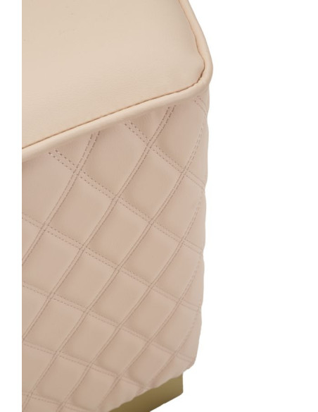 Pouf moderne Pentagonal 35 cm en Polyuréthane Rose Matelassé Bois MDF Métal Doré Sharon 