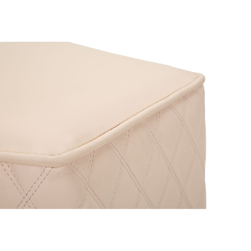 Pouf moderne Pentagonal 35 cm en Polyuréthane Rose Matelassé Bois MDF Métal Doré Sharon 