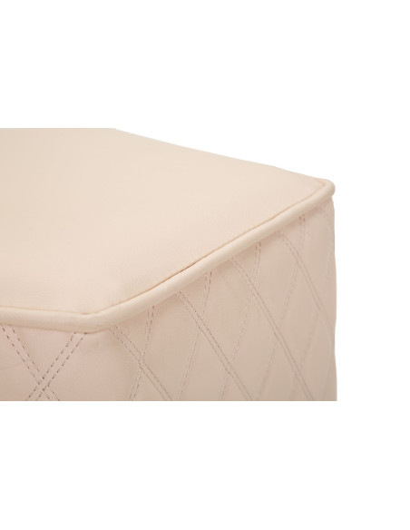 Pouf moderne Pentagonal 35 cm en Polyuréthane Rose Matelassé Bois MDF Métal Doré Sharon 