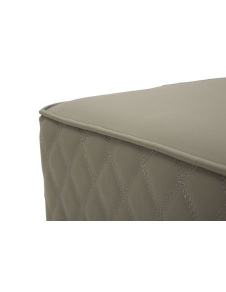 Pouf moderne Carré 35 cm en Polyuréthane Gris Matelassé Bois MDF Métal Doré Sharon 