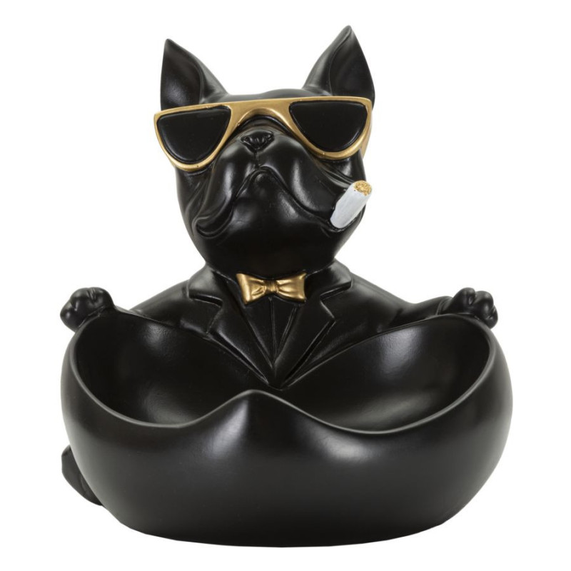 Vide poche original Chien en Résine Noir Doré Ball 