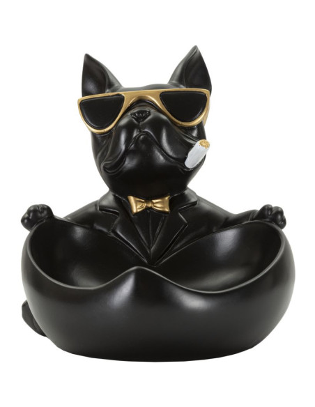 Vide poche original Chien en Résine Noir Doré Ball 