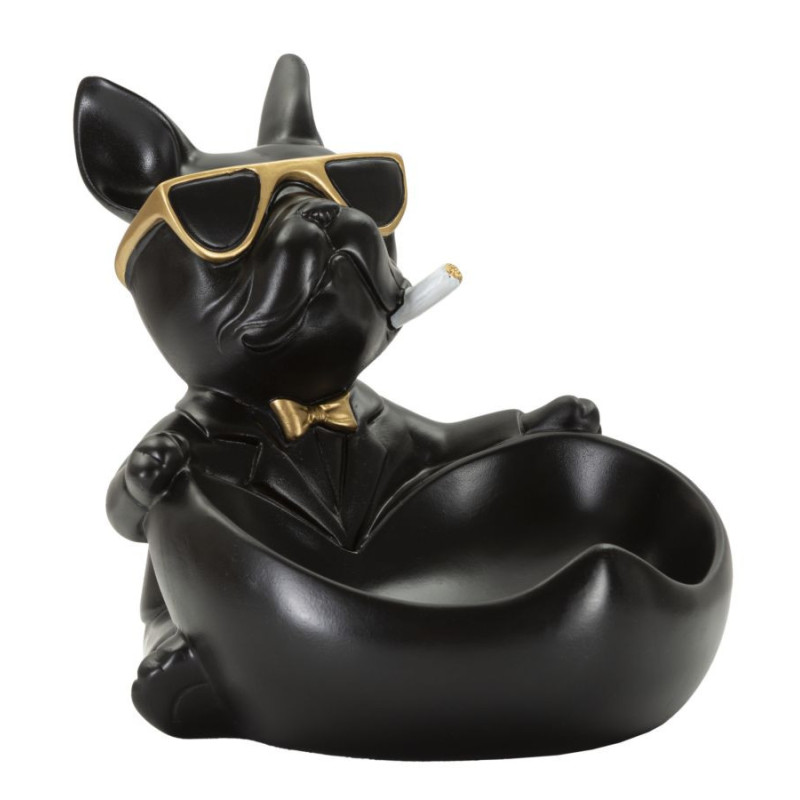 Vide poche original Chien en Résine Noir Doré Ball 